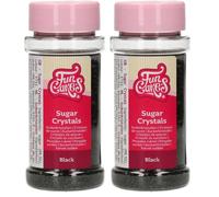 FunCakes Sugar Crystals -Noir-: Saupoudrage pour gâteaux, excellent goût, parfait pour la décoration de gâteaux, saupoudrage pour cupcakes. 80 g. (Lot de 2)