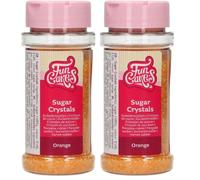 FunCakes Sugar Crystals Orange-: Saupoudrage pour gâteaux, excellent goût, parfait pour la décoration de gâteaux, saupoudrage pour cupcakes. 80 g. (Lot de 2)