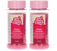 FunCakes Sugar Crystals -Rose-: Saupoudrage pour gâteaux, excellent goût, parfait pour la décoration de gâteaux, saupoudrage pour cupcakes. 80 g. (Lot de 2)