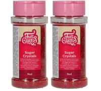 FunCakes Sugar Crystals -Rouge-: Saupoudrage pour gâteaux, excellent goût, parfait pour la décoration de gâteaux, saupoudrage pour cupcakes. 80 g. (Lot de 2)