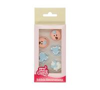 FunCakes Sugar Decorations Baby Boy: Prêt à l'emploi pour la décoration de gâteau, parfait pour les cupcakes Babyshower, les muffins et plus, certifié sans gluten, Set / 12