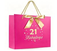 FUNCANDLE Fabuleux sacs cadeaux pour 21e anniversaire de 21e année avec poignées de vœux et sacs cadeaux en ruban, parfaits pour les filles de 21e année d'anniversaire