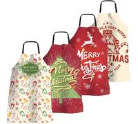 FunChaos 4 Pièces Tabliers de Noël Drôles pour Femme Homme, Cadeau de Noël