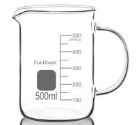 FunChem Bécher avec poignée, verre borosilicate transparent, gradué, de forme basse, avec bec verseur, 500 ml