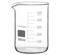 FunChem Bécher en Verre, 1 Paquet de bécher Griffin gradué en Verre Borosilicate de Forme Basse avec Bec verseur, bécher de Laboratoire 500 ML