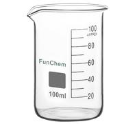 FunChem Bécher en verre, 1 paquet de bécher Griffin gradué en verre borosilicaté de forme basse avec bec verseur, bécher de laboratoire 100 ml