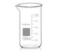 FunChem Lot de 1 gobelet en verre borosilicate gradué avec bec verseur 100 ml