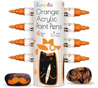 Funcils 4 stylos double acryliques Orange pour pierres, verre, bois, toile - Marqueurs acryliques pointe 1 mm,5 mm. Les stylos acryliques sont idéaux pour les adultes et les enfants