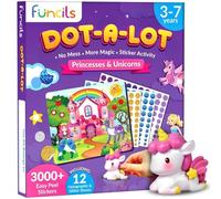 Funcils Dot Art Activité- Kit d'autocollants licorne et princesse, fournitures d'artisanat pour tout-petits, cadeaux pour garçons et filles âgés de 3, 4, 5, 6, 7 ans - Activités de voyage et jouets