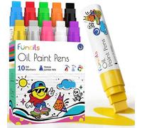 Funcils Lot de 10 marqueurs à pointe longue durée 15 mm - Marqueurs permanents et Speedpaint pour métal, verre, Reifen, Kunstststoff, Stoff