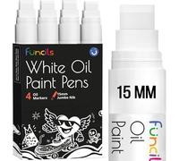 Funcils Lot de 4 marqueurs de peinture à l'huile 15 mm - Blanc