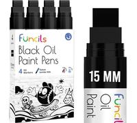 Funcils Lot de 4 marqueurs de peinture à l'huile 15 mm - Noir
