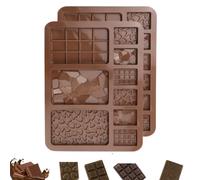 FUNCLIC Lot de 2 Moules MINI Chocolat Silicone Mini Tablette, Silicone Alimentaire pour Mini Chocolats - Idéal Décoration Layer Cake, Number Cake, Cadeaux Gourmands - Antiadhésif et Réutilisable