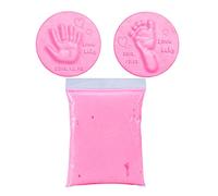 FUNCOCO Argile d'empreintes de mains, séchage à l'air libre argile souple 20 g/sac décoration bébé souvenir empreinte main empreinte kit moulage tampon encreur main parent-enfant - Rose