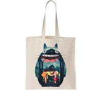 Functon+ Cute Anime Characters In The Rain Canvas Tote Bag Natural, beige, Taille unique