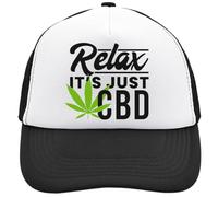 Functon+ Relax It's Just CBD Casquette de camionneur réglable avec dos en maille Blanc, Noir , Taille unique