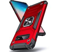 Funda Galaxy S10 Plus, Funda Protectora De Grado Militar Para Teléfono Con Soporte De Anillo De Metal Reforzado [Soporte De Montaje Magnético] Compatible Con Samsung Galaxy S10 Plus, Rojo