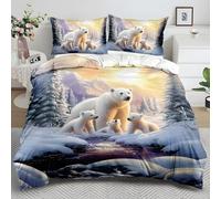 Funda Nórdica Cama 105 OSO Polar Funda Nordica 150x200 Escenas Nevadas Juego de Cama Con Funda NóRdica de Microfibra Suave Con Cremallera y 2 Fundas de Almohada de 50x75 cm