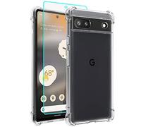 Funda Pixel 6a, Fundas Google Pixel 6a Con HD Protector Pantalla, Transparente Suave Anti-Choque TPU Anti-arañazos Silicona Para Google Pixel 6a,Transparente