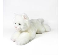 FUNDACIÓN BOCALAN - Peluche Chat Blanc allongé 25 cm - + 0 Mois (DeQube 939D00301)