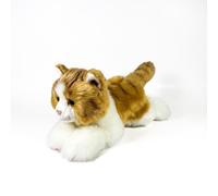 FUNDACIÓN BOCALAN - Peluche Chat Marron et Blanc allongé 25 cm - + 0 Mois (DeQube 939D00299)
