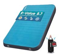 FUNDANGO Tapis de camping auto-gonflant R-Value 22,1 cm - Matelas de camping double 10 cm - Matelas gonflable 3D doux pour extérieur/tente/voyage/lit d'appoint