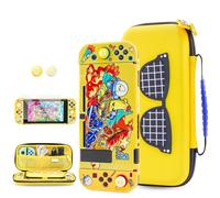 FUNDIARY Étui de transport jaune pour lunettes de soleil compatible avec Nintendo Switch, étui de voyage fin résistant aux chocs pour accessoires Switch avec coque de protection motif banane,