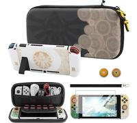 FUNDIARY Zelda Tear of The Kingdom - Étui de voyage rigide fin et portable pour Nintendo Switch avec coque de protection en PC, protection d'écran, dragonne et 2 capuchons pour les pouces, noir