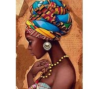 Fundolami Kit Broderie Point de Croix Compté Pré Imprimé Femme noire Canevas Broderie Point de Croix Kit Complet Adulte Debutant,fil de coton 11CT 40 x 50 cm