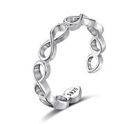 FUNEIA Bague d'orteil réglable en argent sterling 925 pour femme, lune, étoile, fleur, cœur, queue ouverte, ensemble de bagues de pied pour l'été, la plage, Métal, Cuivre