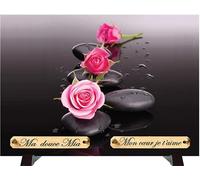 Funelior Marbrerie Plaque funéraire Personnalisée | Plaque funeraire | Plaque funéraire Personnalisable | Plaques funéraires Personnalisées | Galets et Roses | 20x30 cm | x 2 Inters