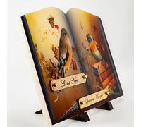 Funelior Marbrerie Plaque funéraire Personnalisée | Plaque funeraire | Plaque funéraire Personnalisable | Plaques funéraires Personnalisées | Automne et Oiseaux | H. 25 x L. 35 cm |x 2 Inters