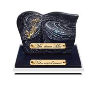 Funelior Plaque funéraire personnalisée | Plaque funeraire | Plaque funéraire Personnalisable | Plaque Granit Main et Roses | H 17 X L 24 cm | Marbrerie