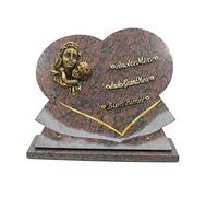 Funelior Plaque funéraire personnalisée | Plaque funeraire | Plaque funéraire personnalisable | Plaque granit Coeur Mère Enfant | 3 Inters | Rose Dalva | Brésil | 35cm | Marbrerie
