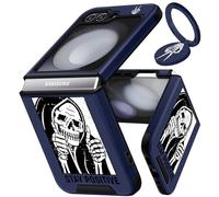 Funermei Coque 2 en 1 pour Samsung Galaxy Z Flip 5 avec tête de Mort pour Femmes, Enfants, garçons, Coque de téléphone drôle et Cool Squelette Gothique avec Anneau de Support Unique pour Adolescents