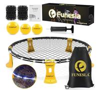 Funesla Ball Pro Ensemble de filet rond pour jouer à tout moment avec bande lumineuse 2 types de filets - Kit de 3 balles pour jardin, cour, plage, jardin
