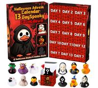 Funewest Calendrier de l'Avent d'Halloween avec canards d'horreur, 13 jours de compte à rebours effrayant d'Halloween en caoutchouc avec figurines cachées, jouet à faire ou à friandises