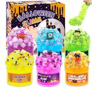 Funewest Kit de slime transparent croustillant d'Halloween pour filles et garçons âgés de 8 à 12 ans, slimes pelucheux non collants pour enfants, cadeaux de fête avec ajouts effrayants, jouets en