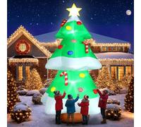 FunFanso Décoration gonflable pour sapin de Noël de 3 m avec lumières LED, décoration de cour géante gonflable avec étoile et bonbons colorés pour Noël, fête, jardin, terrasse, pelouse