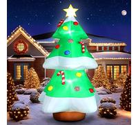 FunFanso Décoration gonflable pour sapin de Noël de 3 m avec lumières LED, décoration de cour géante gonflable avec étoile et bonbons colorés pour Noël, fête, jardin, terrasse, pelouse