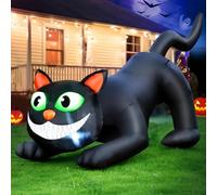 FunFanso Décorations d'extérieur gonflables d'Halloween en forme de chat noir de 2,1 m, LED lumineuses intégrées pour décoration d'intérieur, jardin, pelouse, installation facile, festival, décoration