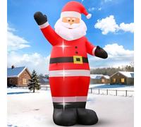 FunFanso Père Noël géant gonflable de 3,7 m - Décoration extérieure - Joli Père Noël inclinant la tête et agitant la main - Décoration de Noël imperméable pour pelouse, cour, terrasse, jardin