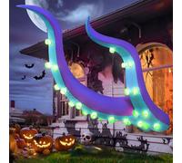 FunFanso Tentacules gonflables d'Halloween en forme de pieuvre violette, 2,1 m, décorations d'extérieur géantes avec lumières LED lumineuses intégrées, décoration gonflable à suspendre pour fenêtre