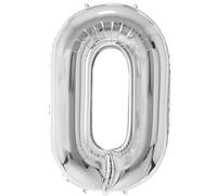 FUNFEST Ballon Chiffre 0 Argent Métallique 100cm - Décoration Anniversaire Chic & Élégante - Compatible Air & Hélium - Qualité Supérieure