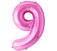 FUNFEST Ballon Chiffre 9 Rose 100cm - Décoration Anniversaire Fille - Hélium ou Air