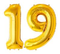FUNFEST Ballons 19 ou 91 Ans Or Géant 100cm - Décoration Anniversaire Doré - Chiffres 1 et 9 Inclus - Hélium Compatible