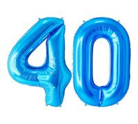 FUNFEST Ballons 40 Ans Bleu Géant 100cm - Décoration Anniversaire 40 ans Homme - Chiffres 4 et 0 Inclus - Hélium Compatible