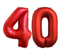 FUNFEST Ballons 40 Ans Rouge Chrome 100cm - Décoration Anniversaire - Chiffres 4 et 0 Inclus - Hélium Compatible