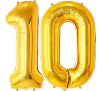 FUNFEST Ballons Anniversaire 10 Ans Or - Chiffres 1 et 0 Géants (100cm)