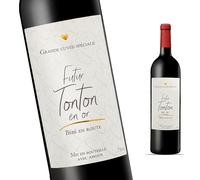 FunFest - Etiquette Bouteille de Vin Annonce Grossesse - Futur Tonton - Cadeau Frère (Style Grande Cuvée)